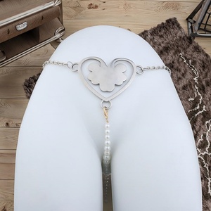 Nueva Ropa Interior BDSM de Metal con Forma de Corazón para Mujer, con Cadenas de Perlas, Pantalones de Bondage para Mujeres Sumisas, Diseño Bloqueable para Juegos BDSM - Product Image 1