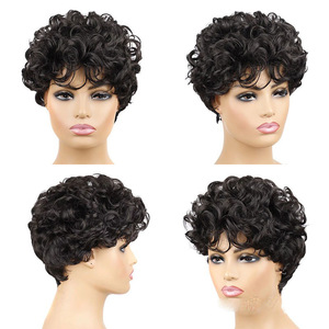 Perruque Courte Bouclée Noire 1B de Marques Nationales, Fibre Haute Température Résistante à la Chaleur, pour Femme, Toutes Formes de Visage - Product Image 2