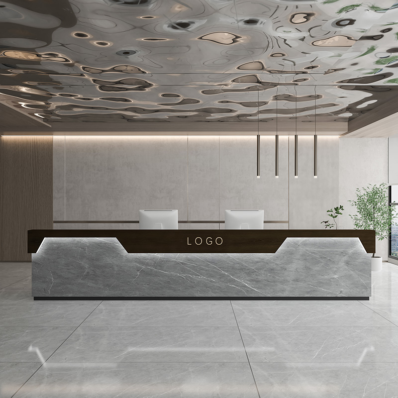 Noyer + imitation marbre gris (double plan de travail)