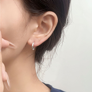 Sterling Silver S925 Hoop <b>Earrings</b> For Women Minimalist Geometric Design Everyday Wear <b>Fine</b> Jewelry - Product Image 3