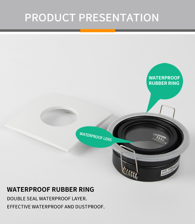Square Recessed Waterproof Bathroom LED Downlights Pure Aluminium