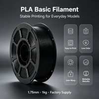 Filament d'imprimante 3D MEIJIMEI PLA, tiges en plastique de 1,75 mm de diamètre, température d'impression standard, noir, 1 kg, haute résistance