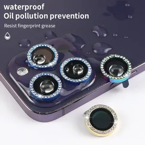 Protector de Pantalla de Lente de Cámara con Incrustaciones de Diamantes, Película de Vidrio Templado HD para <span class=keywords><strong>iPhone</strong></span> 16 Pro Max 15 14 13 12 11 Mini, Protector de Lente de Cámara - Product Image 6