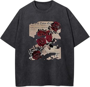 Men Custom Acid Wash DTG Print T-shirt Black 100 Cotton Oversized Tshirts Vintage Wash Tee For Streetwear Branding - Product Image 2