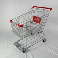 Carrito de Compras Estilo Asiático con Estructura de Espiga, Carrito de Supermercado de Alta Capacidad con Ruedas