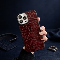 Funda de Cuero para Teléfono con Grabado de Cocodrilo, Resistente a Impactos, para iPhone