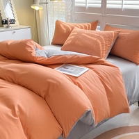 Ensemble de drap-housse personnalisé en gros housse de couette imprimée de couleur unie de quatre pièces pour la saison d'automne