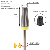 Medium coase 2XC 3XC manucure coupe droite acrylique enlever carbure 5 en 1 foret à ongles