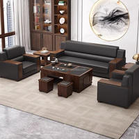 Nouvel ensemble canapé et table basse de réception de bureau moderne chinois - Écologique, personnalisable, éponge haute densité, mobilier de bureau à domicile