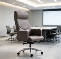 Chaise de bureau ergonomique avec structure en bois, design minimaliste, accoudoirs pivotants, fonction réglable en hauteur pour un confort optimal
