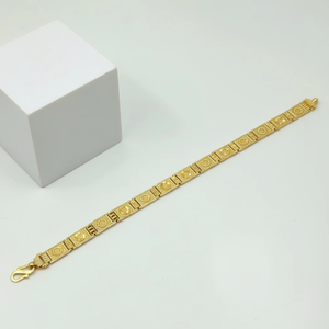 Bracelet en or 22 carats de qualité supérieure avec un motif géométrique détaillé pour hommes et femmes, accessoire de mode élégant - Product Image 2
