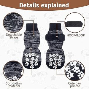 Calzini Antiscivolo per Cani, Protezione <span class=keywords><strong>Zampe</strong></span> per Pavimenti in Legno, 4 Pezzi, Previene Graffi e Leccate - Product Image 2