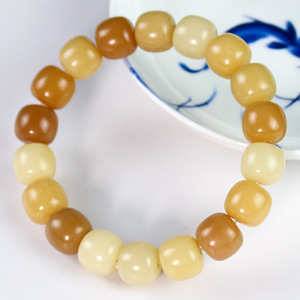 Bracelet en racine de Bodhi patinée 11x12mm 18 perles, simple brin, style ethnique, bijou unisexe, accessoire pour couple - Product Image 4