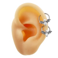 Cincin Hidung Septum Berbahan Baja Anti Karat 316L dengan Berlian CZ, Model Bat, Hinged, untuk Daith, Helix, Tragus, Tulang Rawan, Zirkon, Perhiasan Tindik Telinga, Grosir