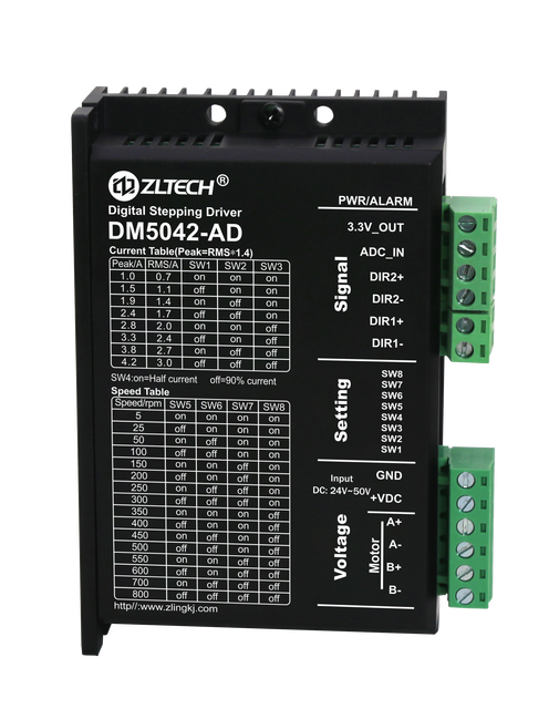 ZLTECH 2 Phase Nema17 Nema23 DM5042-AD 24-50V DC 1-4.2A Digital Analog Control Speed Potentiometer Stepper Motor Driver for CNC