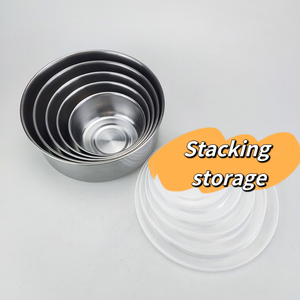 5 pièces ensemble moderne en acier inoxydable ensemble cuisine cuisine cuisinière boîte pots chauffant casserole récipient de stockage des aliments avec couvercle en plastique - Product Image 3