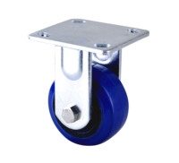 Roue pivotante en caoutchouc bleu à haute élasticité avec noyau en nylon et roulement à billes double silencieux 4x2, pour charges moyennes, en acier, de la gamme Source Factory Products
