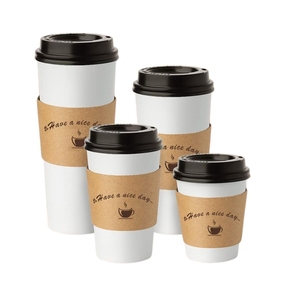 Best Selling Eco Friendly Custom Printed <b>Disposable</b> Black Food Grade Coffee <b>Cup</b> Sleeve Premium Quality Wholesale - Product Image 1