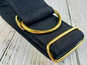 dog gold, limited <b>slip</b> martingale or buckle brass, greyhound <b>collar</b> boy / solid black - Product Image 2