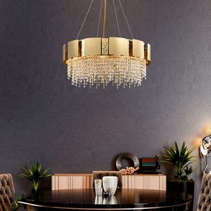 Lámpara colgante de lujo con cuentas de <span class=keywords><strong>cristal</strong></span> para hotel, iluminación moderna, brillante, dorada, para vestíbulo - Product Image 2