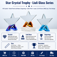 Trofeo de Cristal de Primera Calidad, Diseño Personalizado, Tallado a Mano en Forma de Pentagrama, Creativo, para Premios Anuales de Empresa