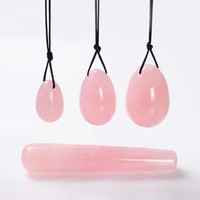 Offre Spéciale : Ensemble de baguettes et œufs de Yoni en quartz rose naturel, écologiques, pour l'exercice vaginal féminin