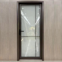 Porte de salle de bain à battant en verre trempé et alliage d'aluminium au design moderne, étanche et personnalisable haut de gamme