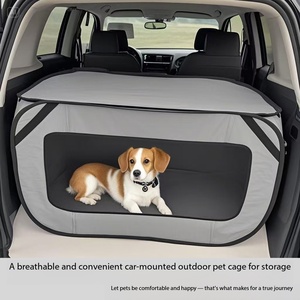 Taşınabilir Nefes Alabilen Oxford Kumaş Evcil Hayvan Kafesi (Kedi ve Köpekler İçin) Araba Kullanımı İçin Fermuarlı Kapatma ile Kolay Monte Edilir - Product Image 1