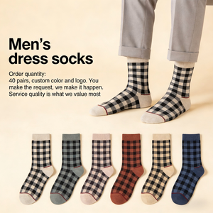 Calzini Formali a Quadri per Uomo e <span class=keywords><strong>Donna</strong></span> con Funzioni Deodoranti e Assorbenti del Sudore, Calzini in Cotone Profondamente Personalizzati - Product Image 1