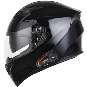 Helm sepeda motor Bluetooth terintegrasi, pelindung kepala Flip atas wajah penuh dengan sertifikasi