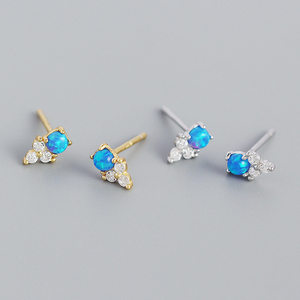 Aretes de Plata S925 con Incrustaciones de Ópalo Azul y Piedras Geométricas CANNER Ins para Mujer - Product Image 4