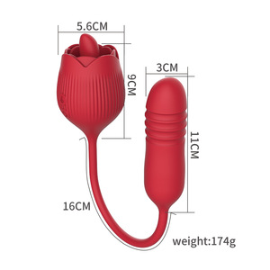 Vibrador Rosa al por Mayor con Dildo de Empuje y Tapón Anal, Juguete Sexual de Doble Estimulación para Mujeres y Parejas, Juguete Adulto Recargable por USB - Product Image 2