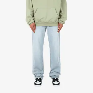 Jeans de rue droits bon marché en <span class=keywords><strong>grande</strong></span> quantité Jeans pour hommes à <span class=keywords><strong>taille</strong></span> élastique et à jambes larges Jeans en denim à la mode pour hommes - Product Image 1