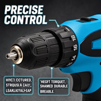 LYUWO Perceuse-visseuse électrique sans fil 12V à batterie lithium, réglage de couple, pour le bois, la maison et le bricolage, kit d'outils de réparation