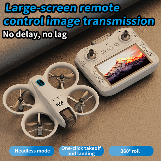 GT3 LED Light Mini with 4.3 Inch Big Screen Obstacle Avoidance Quadcopter Beginner Toy