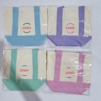 Mini Wiederverwendbare Pastellfarbene Leinwand-Tragetasche Designer Niedliche Einkaufstasche mit Anpassbarer Stickerei Handgefertigte Einkaufstasche mit Individuellem Design