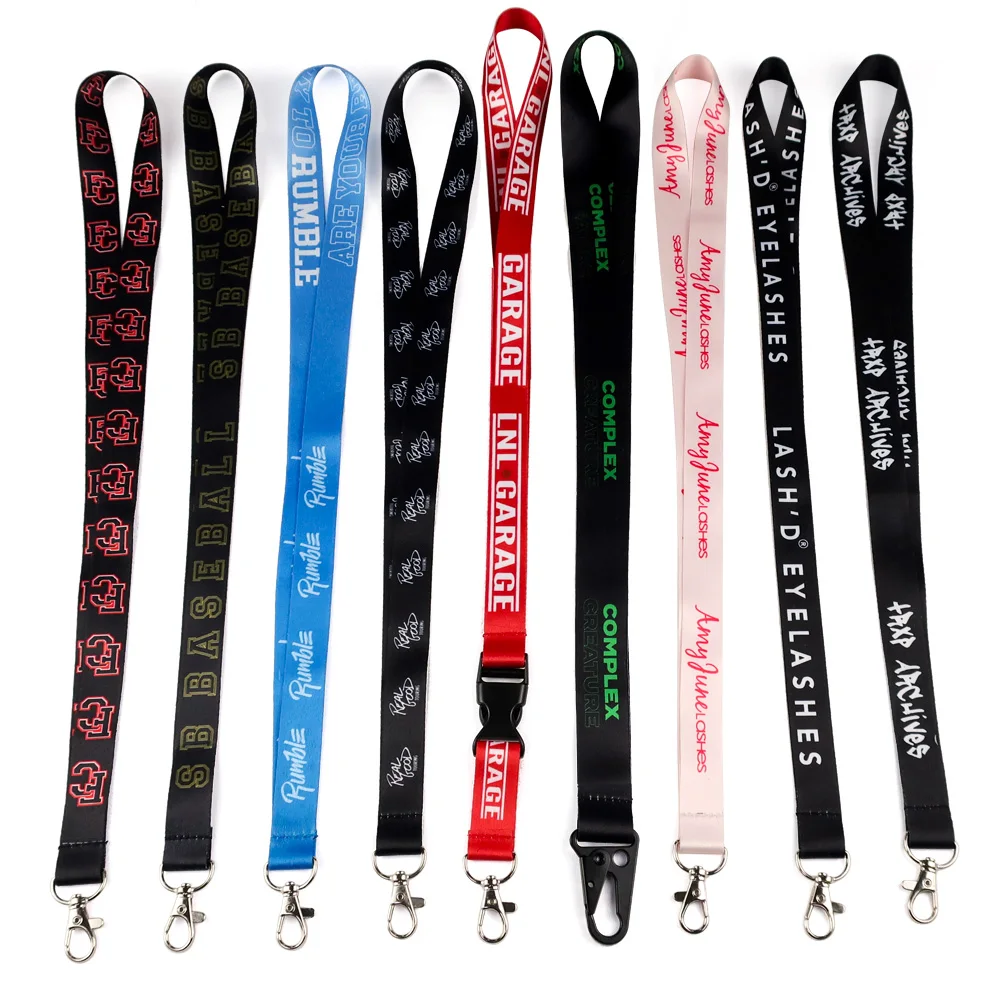 अनुकूलित प्रचार स्क्रीन मुद्रित गर्दन lanyards मुद्रण कस्टम लोगो बनाने की क्रिया पॉलिएस्टर मोबाइल फोनों के लिए डोरी के साथ लोगो कस्टम