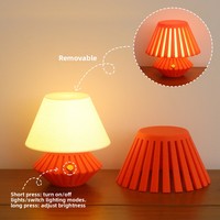 Lampe de chevet ovale plissée imprimée en 3D rechargeable, design ferme, à commande tactile, LED dimmable, lampe de nuit premium pour fille