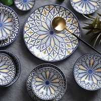 Service de vaisselle créatif bohème en céramique : bols, assiettes, plats pour la maison et les restaurants, assiettes à salade et à soupe