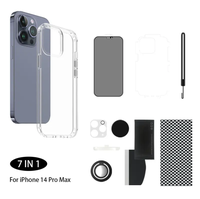 7 en 1Budle Set Phone Case Back Film HD Clear Protecteur d'écran en verre trempé et Film d'objectif de caméra Protection complète