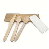 Vaisselle en bois biodégradable écologique, ensemble de couverts jetables modernes pour pique-nique en plein air, vie quotidienne à la maison