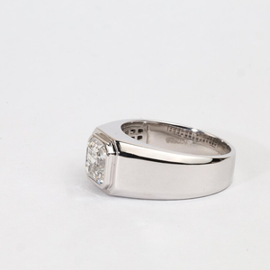 Anillo de sello con diamante cultivado en laboratorio, engaste de oro macizo, para el anillo de la meñique o el anillo indicador, anillo de boda minimalista para hombre, elegante regalo para él. - Product Image 4