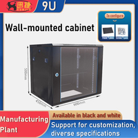 Rack de serveur mural standard de haute qualité en acier laminé à froid noir de 19 pouces 4U 6U 9U 12U 15U en stock