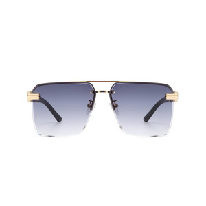 Blip - Lunettes de soleil carrées rétro teintées sans monture avec barre supérieure, style mode - Product Image 5