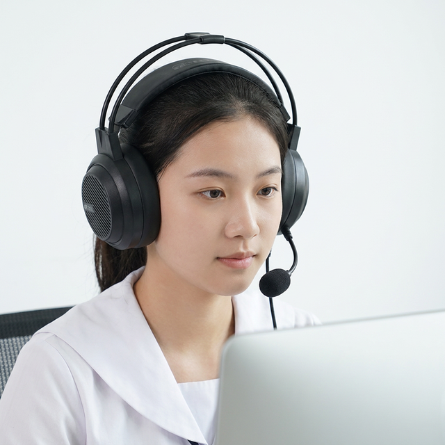 Comfortable Over-ear Headset Clear Unidirectional Microphone Noise Cancelling Headphones for Proctored Exams and Call Centers