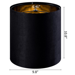 Abat-jour cylindrique en tissu avec intérieur doré, installation facile, accessoire de lampe de luxe contemporain pour table, sol, mur, plafond - Product Image 2