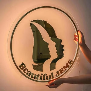 Enseigne Led personnalisée Enseigne lumineuse de magasin d'entreprise Enseigne lumineuse pour <span class=keywords><strong>salon</strong></span> Enseigne commerciale acrylique miroir or 3d logo lumineux - Product Image 6