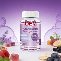 Gummies de citrate de magnésium 500 mg par portion - 60 gummies végétaliennes - Approvisionnement pour 30 jours - Gummies de magnésium complexe glycinate OEM