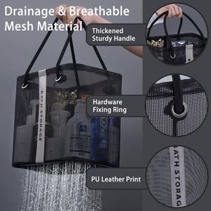 <b>Plastic</b> Bath Storage Shower Caddy <b>Basket</b> Quick Dry Mesh Large Capacity Shower Caddy Bathroom Organizer Clothing College Dorm - Product Image 3