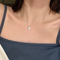 Collier en argent sterling S925 avec perle, croix, lune et étoile, chaîne en corde, design luxueux, cadeau idéal pour petite amie